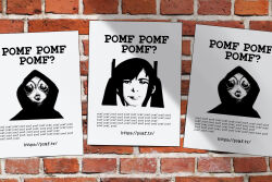  2boys dress expressionless furry furry_male highres jcm2 looking_at_viewer mecha mecha_musume multiple_boys original outdoors pomf_(jcm2) poster_(object) raccoon_boy robot this_man toon_(style) twintails wanted_poster 