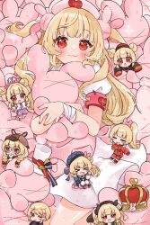  >_< 1girl 6+girls :3 :d ;3 black_horns black_shirt blonde_hair blunt_bangs blush blush_stickers brown_hat cat chibi closed_eyes closed_mouth commentary_request cowboy_shot crown demon_tail dot_nose double_bun dress glasses hachimiya_mumu hair_bun hair_ornament hand_on_own_chin hat highres holding holding_stuffed_toy horns long_hair long_sleeves looking_at_viewer mini_person minigirl multiple_girls multiple_persona natori_sana one_eye_closed open_mouth rabbit_hair_ornament red_eyes round_eyewear sana_channel shirt short_dress short_sleeves sleeves_past_fingers sleeves_past_wrists smile stroking_own_chin stuffed_animal stuffed_rabbit stuffed_toy tail triangle_mouth virtual_youtuber white_cat white_dress 