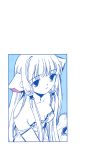  chii chobits clamp cleavage long_hair monochrome solo strap_slip 