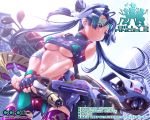  bare_shoulders billys_angels blue_eyes blue_hair breasts bun_cover gloves golf_club gun long_hair mecha_musume space_emperor thighhighs uchu_teio uchuu_teiou underboob visor wallpaper weapon 