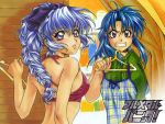  blue_hair braid chidori_kaname full_metal_panic full_metal_panic! purple_eyes purple_hair single_braid surprised swimsuit teletha_testarossa undressing wallpaper 