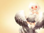  angel feathered_wings feathers harpy highres red_eyes shigatake soft_beauty solo wallpaper white_hair wings 