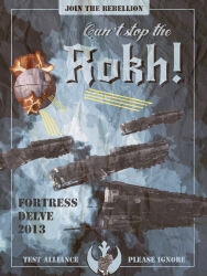  battleship_(eve_online) caldari_state_(eve_online) combat_ship_(eve_online) commentary dated davio911 death_star english_commentary english_text eve_online fleet grey_theme highres ishukone_corporation_(eve_online) logo military_vehicle no_humans poster_(medium) propaganda rokh_(eve_online) science_fiction spacecraft star_wars test_alliance_please_ignore_(eve_online) vehicle_focus vehicle_name 