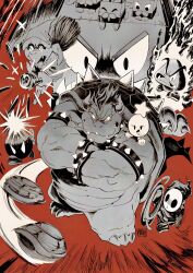  armlet artist_name bowser bracelet collar highres jewelry male_focus mario_&amp;_luigi:_bowser's_inside_story mario_&amp;_luigi_rpg muscular muscular_male ngmanhho powering_up signature spiked_armlet spiked_bracelet spiked_collar spiked_shell spikes super_mario_bros. turtle_boy turtle_shell 