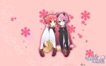  animal_ears blue_eyes catgirl foxgirl hikaru nagi peace@pieces purple_hair red_eyes red_head tail thigh-highs widescreen 