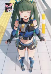 aria_(zenless_zone_zero) dark_green_hair happy long_hair multiple_girls open_mouth qingyi_(zenless_zone_zero) zenless_zone_zero