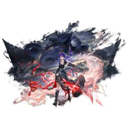  1girl absurdres architecture arknights army belt black_belt black_boots black_coat black_sleeves blue_hair blue_tail boots breasts ch'en_(arknights) ch'en_the_dawnstreak_(arknights) chest_harness chi_xiao_(arknights) closed_mouth coat detached_sleeves dragon dragon_girl dragon_horns dragon_tail dual_wielding east_asian_architecture eastern_dragon eastern_dragon_horns eastern_dragon_tail elbow_gloves fingerless_gloves from_side full_body gloves glowing glowing_sword glowing_weapon harness high_heel_boots high_heels highres holding holding_sword holding_weapon horns looking_at_viewer looking_to_the_side medium_breasts multicolored_coat night official_art outdoors pelvic_curtain ponytail red_coat red_eyes scabbard sheath sleeveless sleeveless_coat solo standing sword tachi-e tail third-party_source transparent_background two-tone_coat underbust unsheathed v-shaped_eyebrows weapon white_gloves yyb zipper 