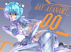  ayanami_rei blue_hair bodysuit dodai_shouji engrish evangelion:_2.0_you_can_(not)_advance lying neon_genesis_evangelion on_side plugsuit ranguage rebuild_of_evangelion red_eyes short_hair sho~taro skin_tight solo test_plugsuit 