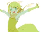  green_eyes kagamine_rin outstretched_arms short_hair smile solo spread_arms vocaloid wara_(343587aa) 