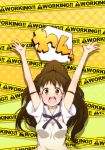  \o/ arms_up brown_eyes brown_hair high_ponytail long_hair outstretched_arms paprika_(artist) ponytail smile solo taneshima_popura working!! 