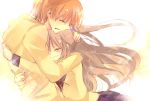  brown_hair chin_rest closed_eyes comforting hand_on_head hug kokonoe_miya long_hair orange_hair otonashi_(angel_beats!) school_uniform smile sparkle tears tachibana_kanade 