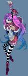  3point boots crown gradient_hair multicolored_hair one_piece pantyhose perona skirt solo striped striped_legwear striped_pantyhose tachibana_kazuko twintails 