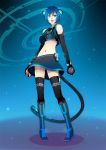  animal_ears bad_id blue_eyes blue_hair boots cat_ears cat_tail detached_sleeves genderswap kaiko kaito midriff navel neko_cyber project_diva project_diva_2nd qen short_hair skirt solo tail thigh-highs thighhighs vocaloid zettai_ryouiki 