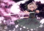  blood cherry_blossoms fuurin_(omaemona) konpaku_youmu konpaku_youmu_(ghost) myon sword touhou weapon 