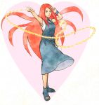  armpits dress green_eyes heart long_hair magical_girl naruto noeen oekaki outstretched_arm red_hair redhead salute sandals solo uzumaki_kushina v wristband 