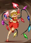  bad_id blonde_hair flandre_scarlet hat mary_janes open_mouth shiba_murashouji shoes skirt smile solo touhou wings 