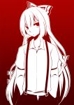  fujiwara_no_mokou gradient hair_ribbon hands_in_pockets highres monochrome red ribbon solo suspenders takeda_(emo) touhou 