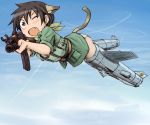  animal_ears assault_rifle flying gun mecha_musume mig-21 military military_uniform rifle short_hair solo strike_witches striker_unit striker_units tail takanaga_kouhei uniform vietnam weapon 