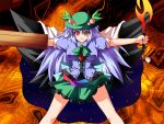  arm_cannon breasts falketto fusion hat hinanawi_tenshi red_eyes reiuji_utsuho spread_arms sword touhou weapon wings 