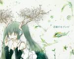  branch closed_eyes commentary hatsune_miku leaf plant shimo_(depthbomb) shiryosuru_zombie_(vocaloid) solo translated translation_request vocaloid 