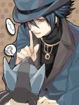  1boy blue_hair formal gen_(pokemon) hat ichi_kawa_ichi lucario male pokemon pokemon_(creature) pokemon_(game) pokemon_dppt suit tegaki 