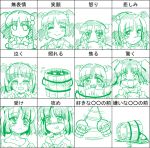  girl_in_bucket green in_bucket in_container kisume monochrome short_hair sketch tougall touhou twintails 