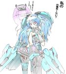  blue_hair cosmic_break gloves gun halo lily_rain mecha_musume pink_eyes solo sts weapon 