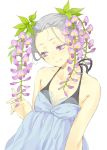  dress flower hair_flower hair_ornament purple_eyes sakamoto_atsumu solo violet_eyes 