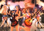  bad_id bass_guitar bikini black_hair blonde_hair bloom brown_eyes brown_hair drum drumsticks electric_guitar fender frills front-tie_top gibson guitar hairband hirasawa_yui instrument jazz_bass k-on! keyboard_(instrument) kotobuki_tsumugi legs les_paul long_hair mustang nakano_azusa pink_eyes purple_eyes swimsuit synthesizer tainaka_ritsu twintails violet_eyes wan-taka 