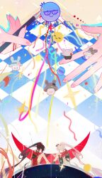  2girls absurdres black_gloves black_hair black_hat chinese_commentary closed_eyes closed_mouth commentary_request detached_sleeves dress dual_persona facing_another floating_hair gloves hand_focus hat highres honkai:_star_rail honkai_(series) knees_up lao_qin_xiang_chifan long_hair long_sleeves mini_hat mini_top_hat multiple_girls red_dress short_sleeves sitting skirt sparkle_(honkai:_star_rail) sparxie_(honkai:_star_rail) top_hat twintails very_long_hair white_hair white_skirt wide_sleeves 