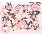  1boy animal_ears astolfo_(fate) astolfo_(saber)_(fate) astolfo_(saber)_(third_ascension)_(fate) black_bow blush bow fake_animal_ears fang fate/apocrypha fate/grand_order fate_(series) hair_intakes long_hair male_focus multicolored_hair otoko_no_ko pink_hair skirt srinitybeast streaked_hair sword thigh-highs violet_eyes weapon 