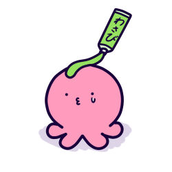  akina_mochi chinese_commentary commentary_request crying floating floating_object food food_on_head highres o3o object_on_head octopus simple_background solo takopii takopii_no_genzai teardrop translation_request tube wasabi white_background 
