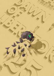 chapter_number commentary_request copyright_name digimon digimon_(creature) digimon_card_game digimon_liberator green_eyes highres lizard no_humans sand solo sunarizamon usagibochi 