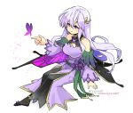  bare_shoulders breasts bug butterfly cape circlet cosplay deirdre_(fire_emblem) deirdre_(fire_emblem)_(cosplay) dress fire_emblem fire_emblem:_genealogy_of_the_holy_war julia_(fire_emblem) long_hair purple_dress purple_hair simple_background violet_eyes yukia_(firstaid0) 