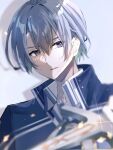  1boy double-parted_bangs eiyuu_densetsu hair_between_eyes holding holding_weapon kurt_vander natsusechoco portrait sen_no_kiseki sen_no_kiseki_iii shadow simple_background solo sword thors_military_academy_branch_campus_uniform upper_body violet_eyes weapon white_background white_hair 