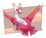  claws closed_mouth clouds commentary_request dragon floating full_body latias midair no_humans pokemon pokemon_(creature) sky towa_(clonea) yellow_eyes 