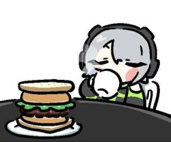 1girl anby_demara burger drinking hamburger sandwich short_hair zenless_zone_zero