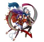  2girls arm_guards attack black_gloves black_thighhighs fingerless_gloves fire_emblem fire_emblem:_radiant_dawn fire_emblem_heroes gloves hair_ribbon headband japanese_clothes long_hair micaiah_(fire_emblem) micaiah_(ninja)_(fire_emblem) multiple_girls ninja official_alternate_costume official_alternate_hairstyle official_art open_mouth ponytail ribbon sanaki_kirsch_altina sanaki_kirsch_altina_(ninja) scarf scroll thigh-highs violet_eyes white_background white_hair yellow_eyes 
