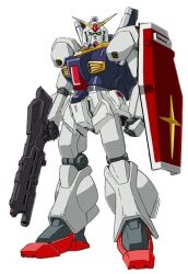  beam_rifle commentary_request energy_gun english_commentary fusion geara_doga green_eyes grenade_launcher gundam gundam_mk_ii gundam_pulitzer ixaframe jegan looking_at_viewer mecha mecha_focus mobile_suit no_humans robot rx-78-2_gundam science_fiction shield underbarrel_grenade_launcher v-fin weapon white_background 