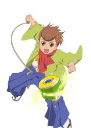  1boy artist_request blue_hakama brown_eyes brown_hair child full_body game_cg green_haori hakama haori japanese_clothes karol_capel karol_capel_(new_year's_shrine_visiting_boss) kimono looking_at_viewer male_focus official_alternate_costume official_art open_mouth orange_kimono playing red_scarf scarf short_hair simple_background smile solo tales_of_(series) tales_of_asteria tales_of_vesperia third-party_source transparent_background 