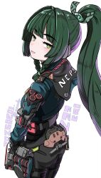 1girl alternate_costume dark_green_hair long_hair looking_at_viewer looking_back qingyi_(zenless_zone_zero) zenless_zone_zero