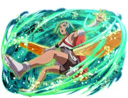  1girl aqua_hair black_sclera boots colored_sclera dark-skinned_female dark_skin detached_sleeves edo_tensei fishnet_shorts fuu_(naruto) heterochromia insect_wings naruto_(series) naruto_shippuuden naruto_shippuuden:_ultimate_ninja_blazing official_art open-toe_boots open_mouth red_eyes rinnegan sharingan solo teeth violet_eyes white_boots white_sleeves wings 