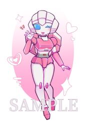  1girl arcee blue_eyes heart helmet highres humanoid_robot metal_skin one_eye_closed robot robot_girl salute science_fiction solo transformers transformers:_generation_1 weiyinxinshen03 