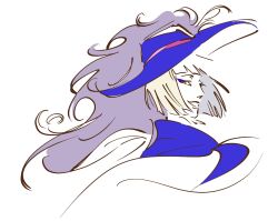  1boy bob_cut hat hat_feather looking_at_viewer male_focus pomefiore_dorm_uniform purple_robe robe rook_hunt short_hair simple_background smile solo twisted_wonderland vyragosa white_background 