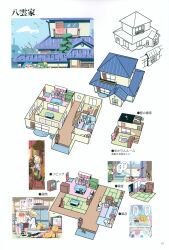  5girls :3 :d absurdres animal_ears apron arrow_(symbol) bad_source barefoot bath bath_stool bathing bathroom blanket blonde_hair bloomers blue_bow blue_hair blue_tabard blush bow brown_hair building cat_ears cat_girl cat_tail chen chibi cirno closed_eyes closet clothes_hanger clouds controller cross-section daiyousei day door dress fox_girl fox_tail futon gap_(touhou) green_apron green_eyes green_hair green_hat hair_bow hair_ribbon hat highres holding holding_controller holding_remote_control holding_unworn_clothes house ice ice_wings kitchen kitsune kochiya_sanae long_hair long_sleeves mob_cap moriya_suwako moyazou_(kitaguni_moyashi_seizoujo) multiple_girls multiple_tails open_mouth outdoors pants partially_submerged pillow pink_pants pink_shirt refrigerator remote_control ribbon scan shirt short_hair short_sleeves shower_head smile speech_bubble squeans stairs standing steam stool tabard table tail television third-party_source toilet touhou translation_request tree two_tails unworn_apron white_bloomers white_dress white_hat wide_sleeves window wings yakumo_ran yakumo_yukari yellow_ribbon 