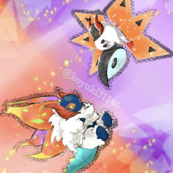  commentary_request embers full_body highres iron_moth koyuki31146 no_humans non-humanoid_robot pixel_eyes pokemon pokemon_(creature) pokemon_focus robot robot_animal slither_wing twitter_username 