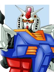  absurdres earth_federation english_commentary gabbu_ojii glowing glowing_eyes gun gundam highres machine_gun mecha mecha_focus mobile_suit mobile_suit_gundam no_humans portrait robot rx-78-2_gundam science_fiction signature v-fin weapon yellow_eyes 