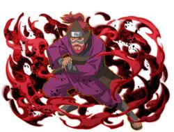  1boy beard boots facial_hair forehead_protector grey_boots heterochromia iwagakure_symbol japanese_clothes kimono looking_at_viewer naruto_(series) naruto_shippuuden naruto_shippuuden:_ultimate_ninja_blazing official_art open-toe_boots pants purple_kimono purple_pants red_eyes red_hair rinnegan roushi_(naruto) sharingan solo violet_eyes 