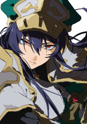  1girl 333takoyaki absurdres armor black_hair breasts closed_mouth commentary_request hair_between_eyes highres kivia_patausche long_hair looking_at_viewer red_eyes solo solo_focus yuushakei_ni_shosu 