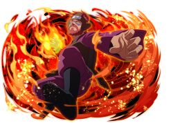  1boy beard boots facial_hair forehead_protector grey_boots heterochromia iwagakure_symbol japanese_clothes kimono looking_at_viewer naruto_(series) naruto_shippuuden naruto_shippuuden:_ultimate_ninja_blazing official_art open-toe_boots pants purple_kimono purple_pants red_eyes red_hair rinnegan roushi_(naruto) sharingan solo violet_eyes 
